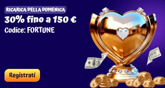 Ricarica della domenica 30 fino a 150 euro codice fortune